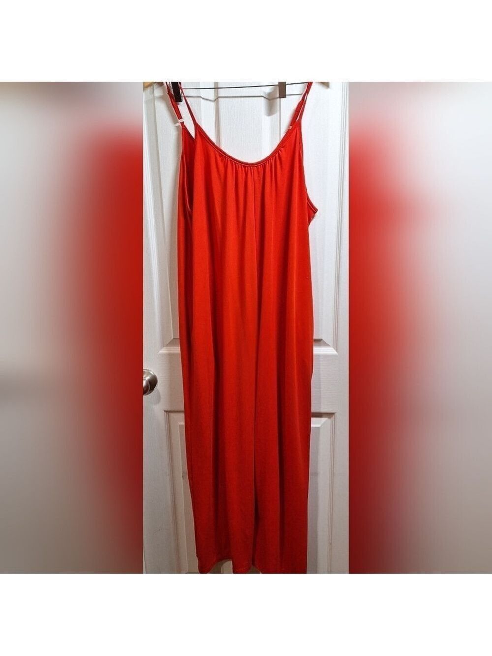 Red Jumper Overall Pants Spaghetti Straps XL